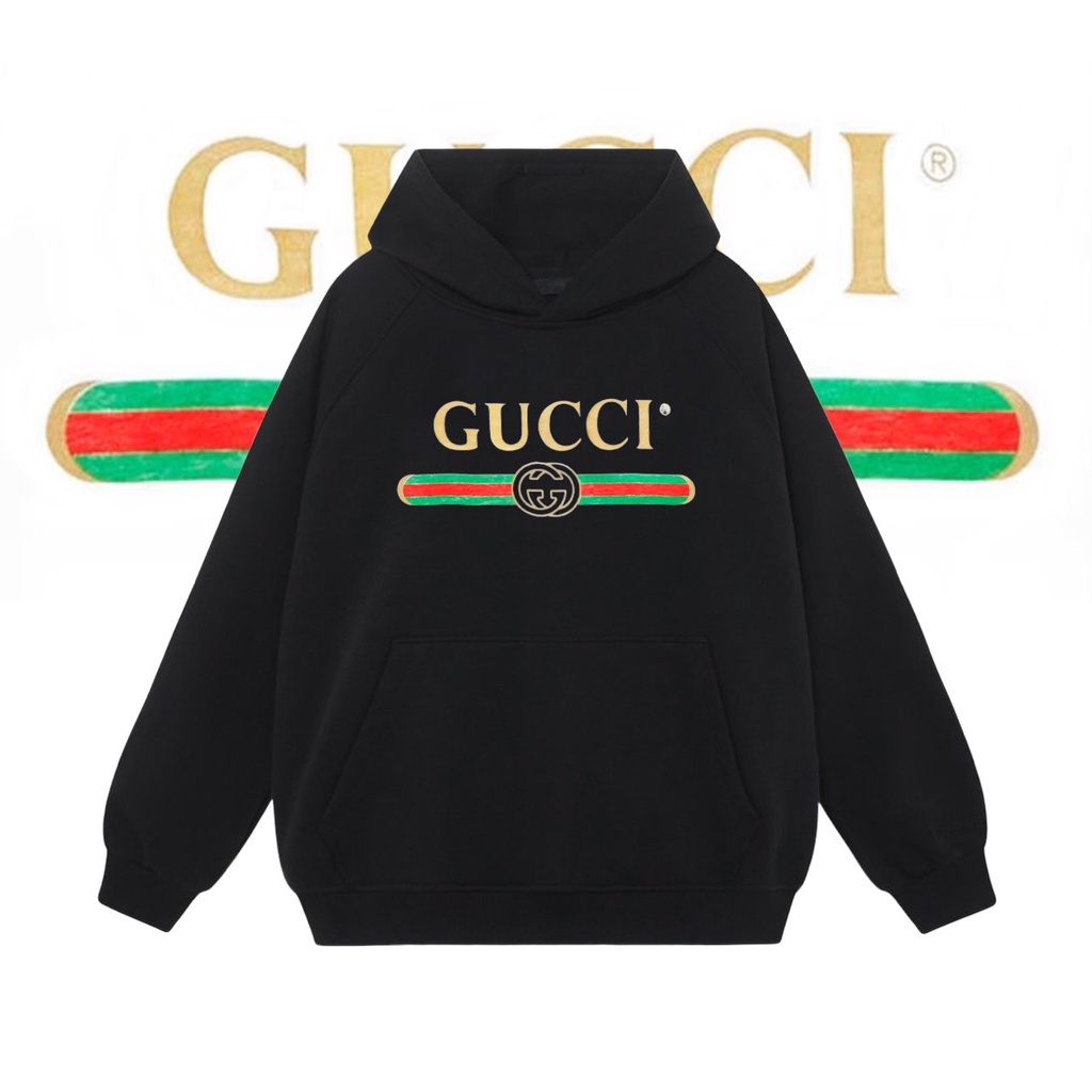 Hoodie Gucci form Rộng Mũ 2 Lớp Tay Phồng Chất Nỉ Bông 100%cotton Premium Mẫu in Mũ