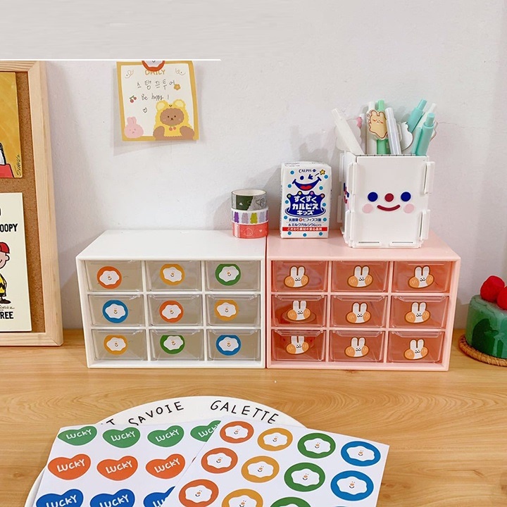 Sticker cute dễ thương , hình dán cute 2 miếng sticker trang trí sổ vở giá rẻ - Lion House