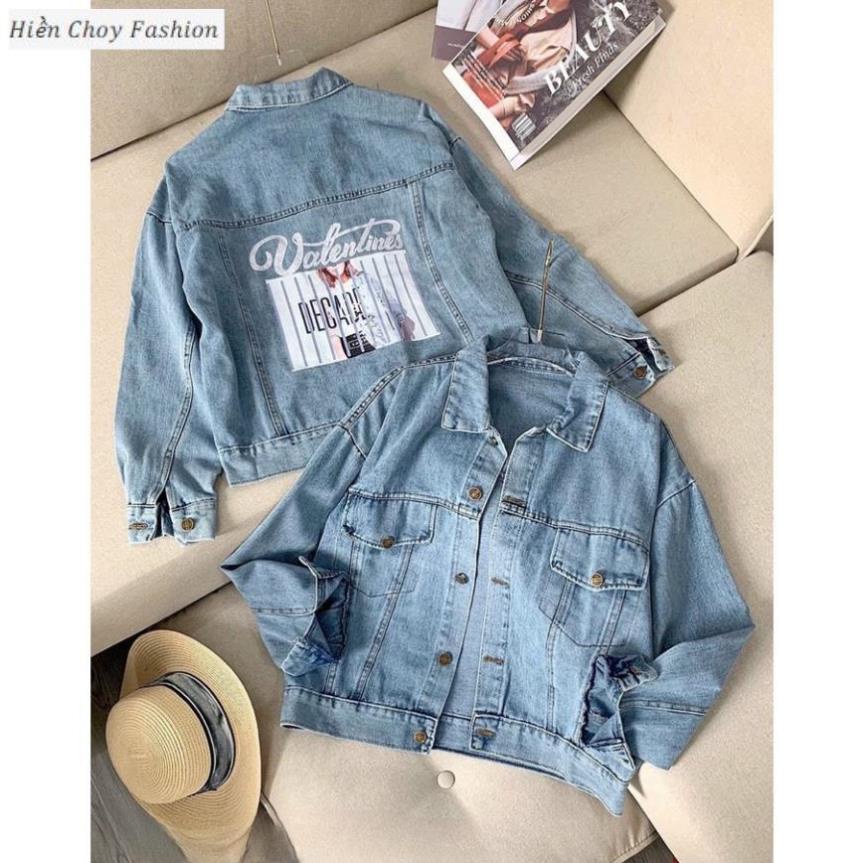 Loại 1 Áo Khoác Jeans Nữ Valentin Hình Cô Gái Dài Tay dưới 65kg - Áo Sơ Mi Bò Nữ G0220