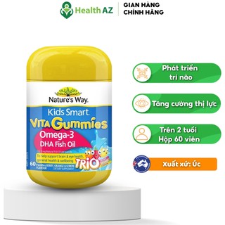Kẹo dẻo dầu cá vị trái cây trẻ em nature's way tốt cho não bộ và mắt, hộp 60 viên