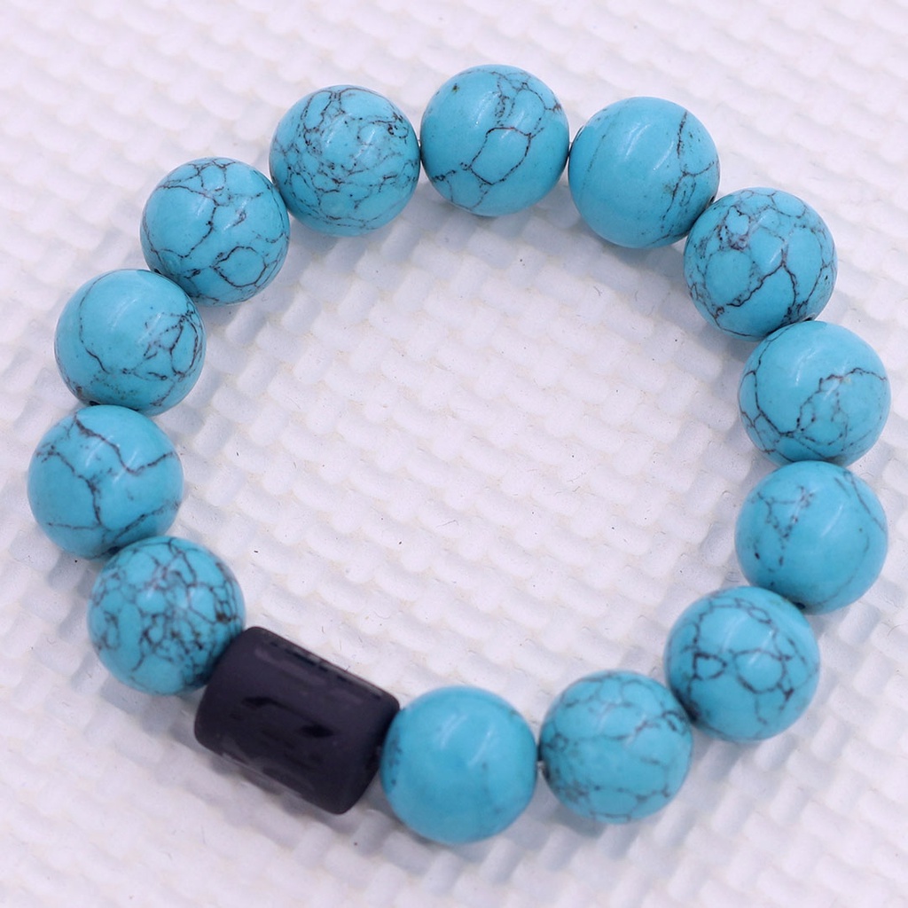 Vòng chuỗi đeo tay đá San Hô Xanh Đại minh chân ngôn 8/10/12 mm - Chuỗi đá Phong thủy Bình an, Thịnh Vượng