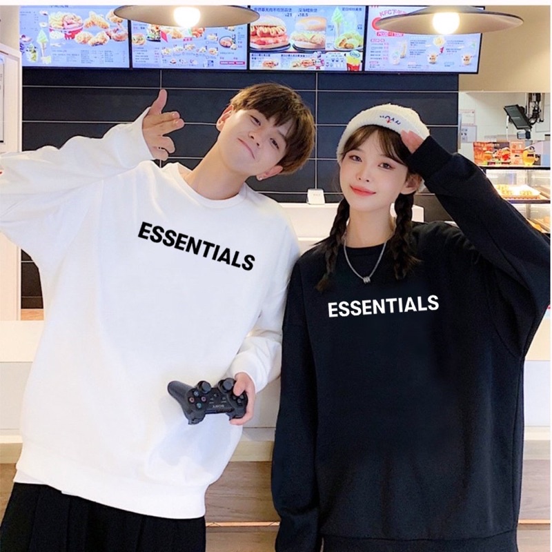 Áo Nỉ Sweater Essentialsss hai màu đen trắng dày dặn đẹp FREESHIP