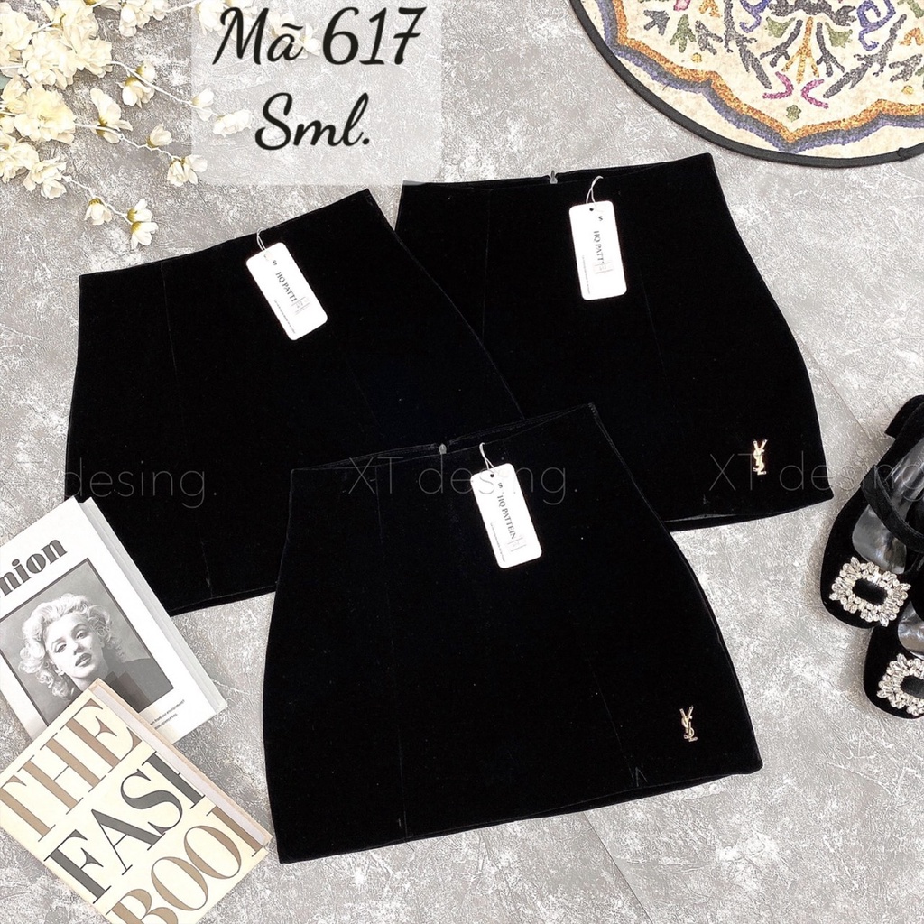 Chân váy nhung kèm tag mã 617