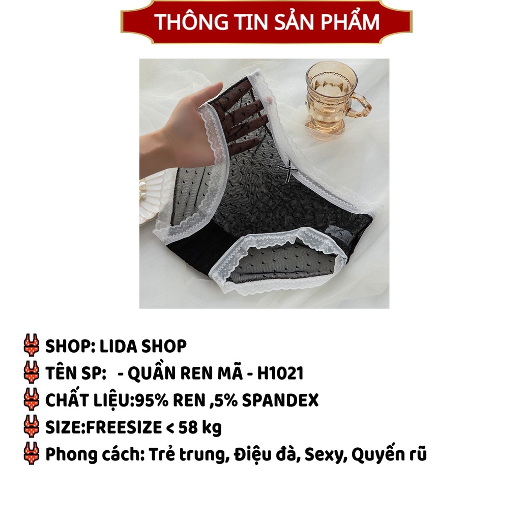 Quần Lót Nữ Lidabikini thiết kế Ren xuyên thấu mỏng mát cao cấp MÃ H1021