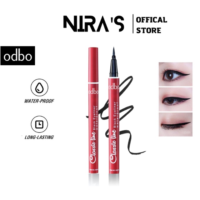 (Dễ vẽ)Kẻ mắt nước Odbo Classic Line Black Eyeliner Waterproof OD310 Thái Lan