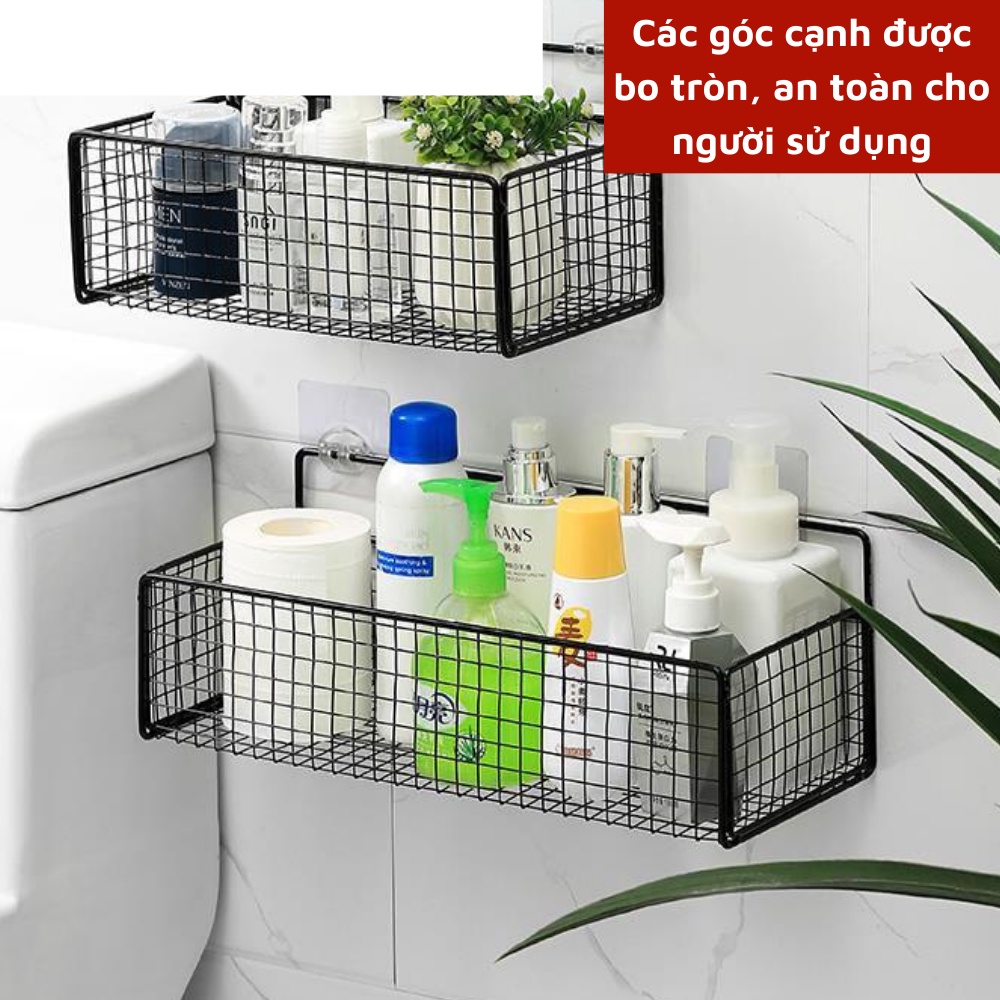 Kệ sắt dán tường siêu chắc chắn giá đựng mỹ phẩm dán tường không khoan đục cao cấp không rỉ