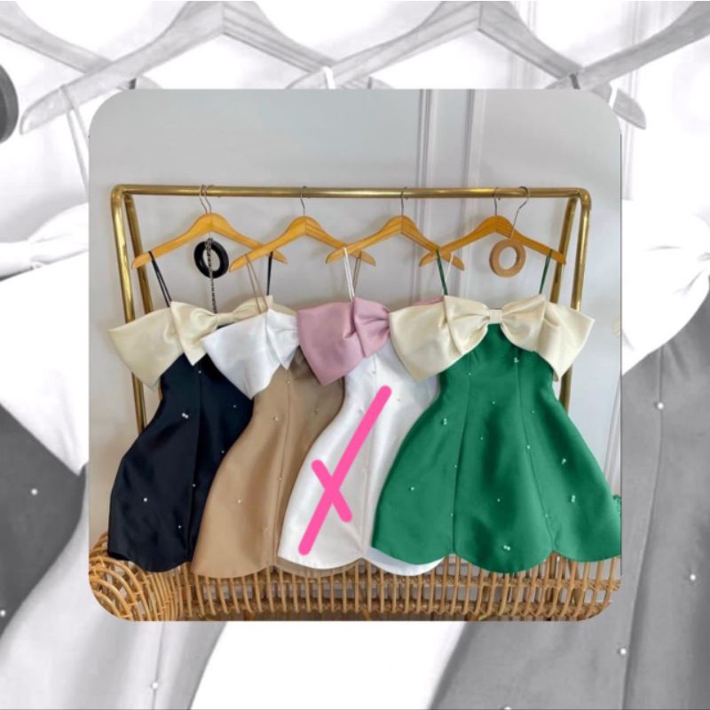 Váy (8_30kg) nơ to 2 dây đính hạt hành thiết kế sang chảnh xinh xắn bé gái (hàng shop chuẩn đẹp)