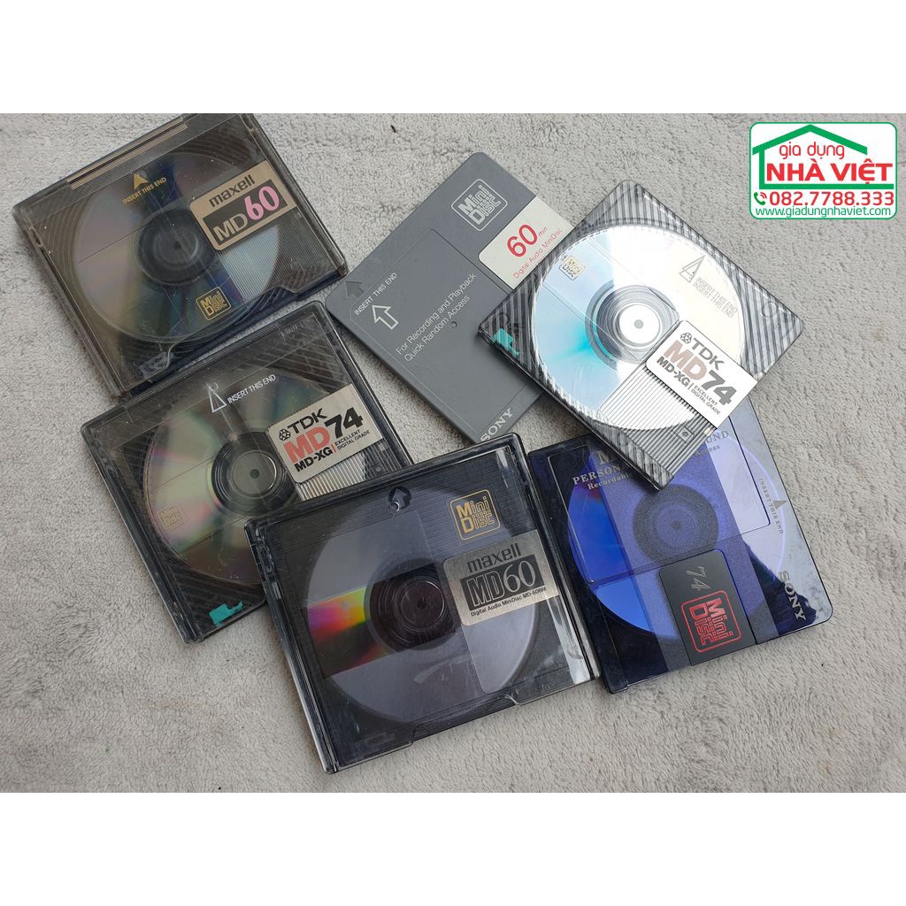 Đĩa MD minidisc nội địa đã qua sử dụng đủ hộp có sẵn nội dung cho phép ghi thâu lại