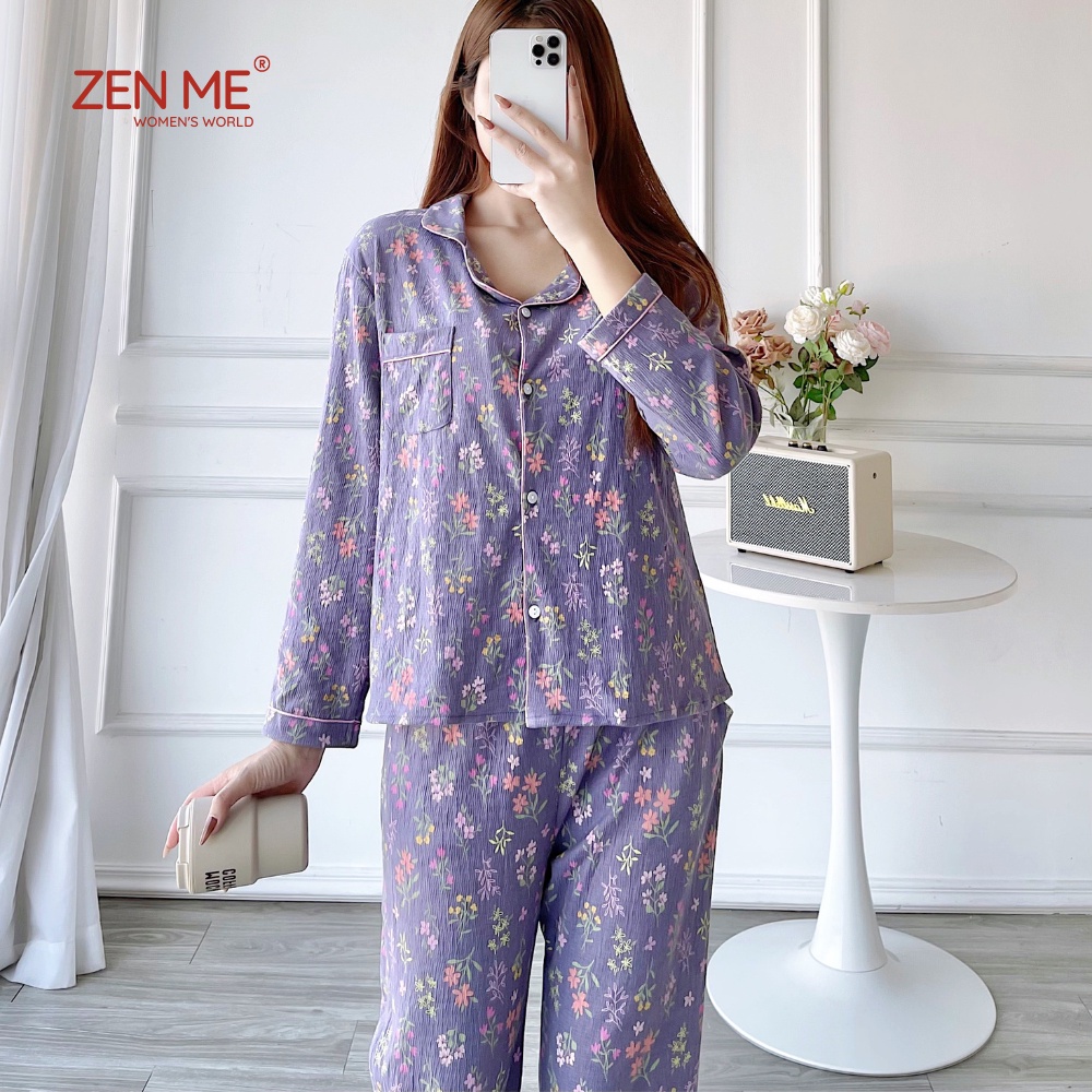 Đồ Bộ Nữ Mặc Ở Nhà Chất Cotton Xốp Mềm Mịn Thoải Mái PJTX1222, Zen Me Women's World