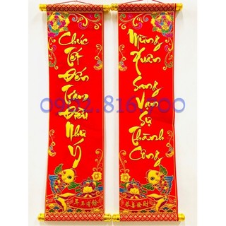 Câu đối treo trang trí tết chủ đề chúc tết khổ 7 tấc