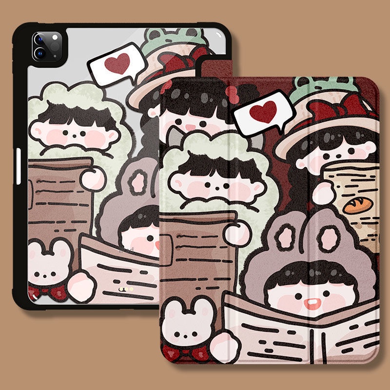 Ốp Máy Tính Bảng Bằng Acrylic Kèm Ngăn Đựng Bút Cho iPad Air 4 Gen7 / 8 iPad 10.5 Air3 / iPad 9.7gen5-6 / iPad Pro11 2021 Air Giá Đỡ