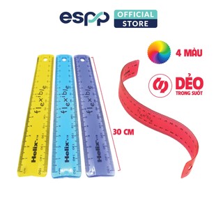 Thước đo trong suốt dẻo không gãy màu (Giao màu ngẫu nhiên) - 30cm - HELIX