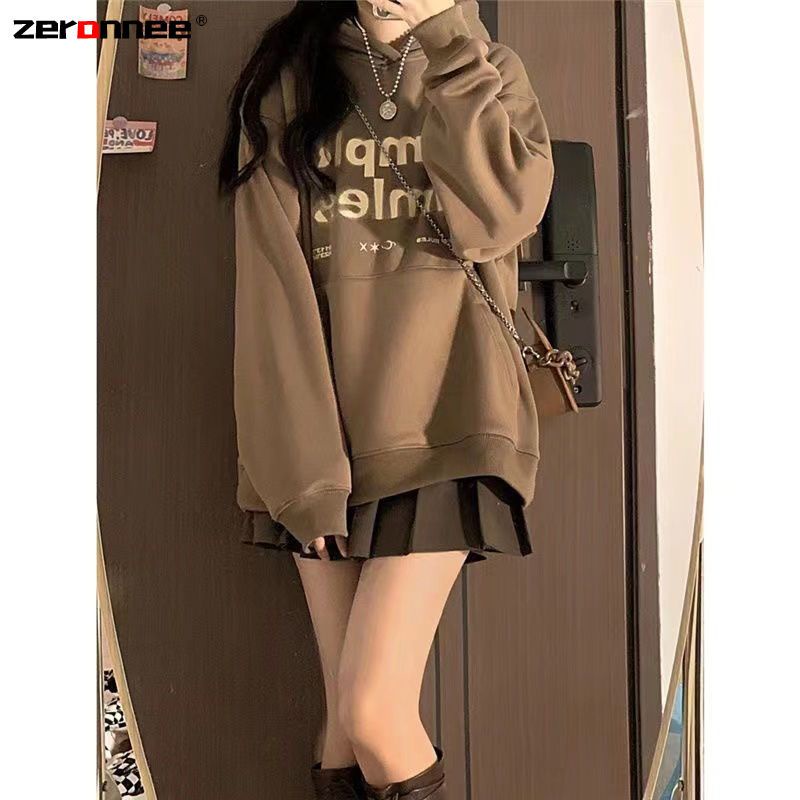 Bộ Áo Hoodie + Chân Váy Xếp Ly Đơn Giản Thời Trang Thu Đông 2023