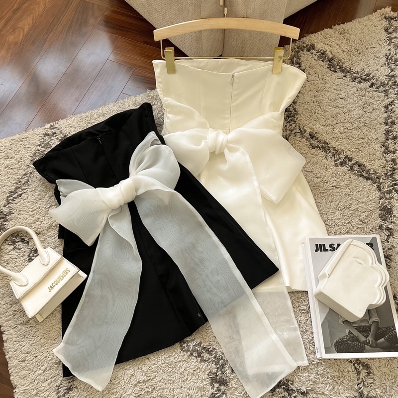 Mell09 dress - Váy ngắn dáng A cúp ngực cột nơ sang chảnh Onmellem