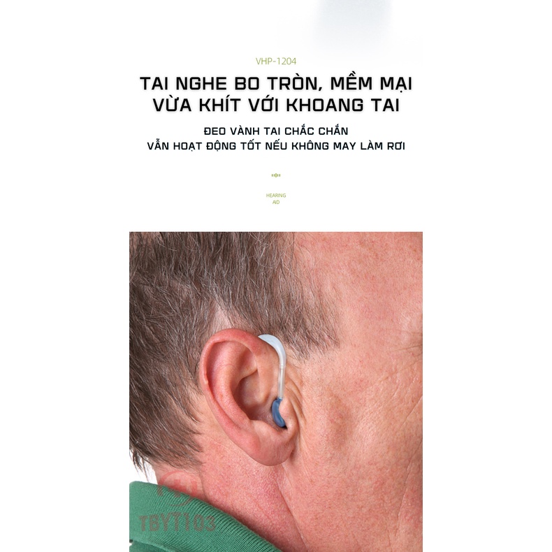 Máy Trợ Thính Cho Người Già 🔔VHP1204🔔 Tai Nghe Trợ Thính Không Dây, Máy Trợ Thính Đeo Vành Tai, Khuếch Đại Âm Thanh Lớn