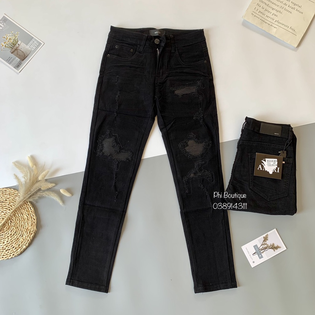 Quần VLADAK Vẩy Sơn Xanh Loang Vàng Vá Da Nhăn Đen Quần Bò Nam Xanh Sẫm Vladak Lót Da Cao Cấp Trend 2023