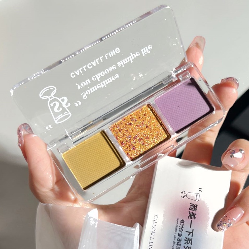 Bảng Phấn Mắt CALLCALL LING 3 Màu Ánh Kim Lấp Lánh Lâu Trôi Chống Thấm Nước