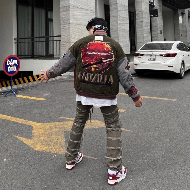Áo Khoác Varsity GODZILLA Dáng Rộng Oversize