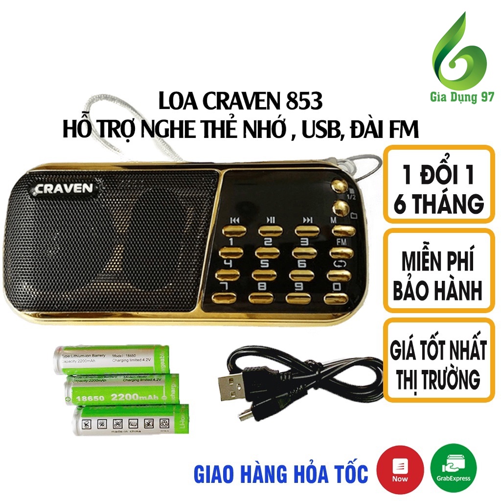 Loa Đài Craven nghe thẻ nhớ, USB, FM, Máy nghe nhạc mini Caraven CR 853/836s