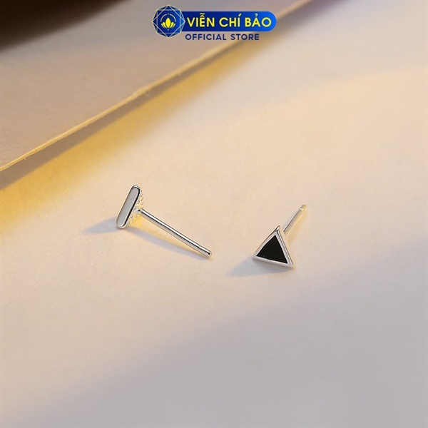Bông tai tròn, tam giác đen chất liệu bạc Thái 925 thời trang phụ kiện trang sức Viễn Chí Bảo B000131 B000152