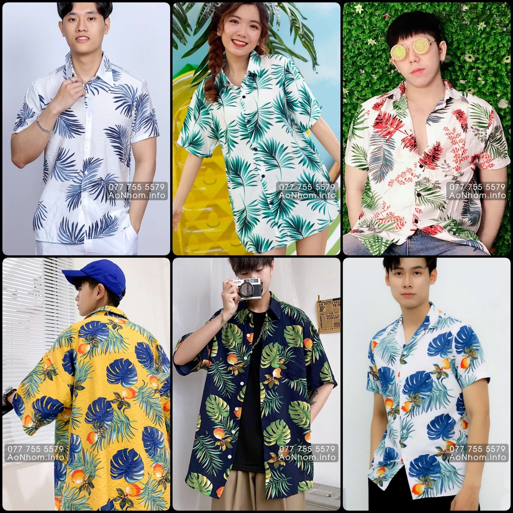 Áo Sơ Mi Đi Biển Vải Mềm Thoáng Mát, Áo Đi Biển, Đồ Đi Biển Nam Nữ, Set Đồ Đi Biển, Áo Nhóm Đi Biển