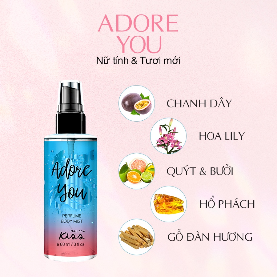 Xịt Thơm Toàn Thân Hương Nước Hoa Malissa Kiss Body Mist