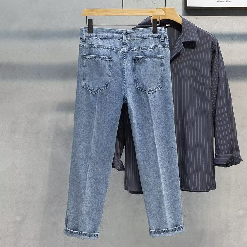 Quần Jean Dài Dáng Rộng Màu Sắc Đơn Giản Phong Cách Hàn Quốc Thời Trang Thu Đông Cho Nam
