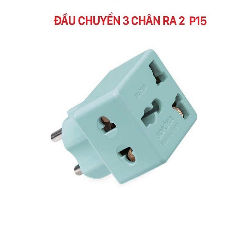 Đầu nối chia điện đa năng chịu tải cao 3 chấu ra 2 chấu và kèm thêm 1 ổ cắm - 1030