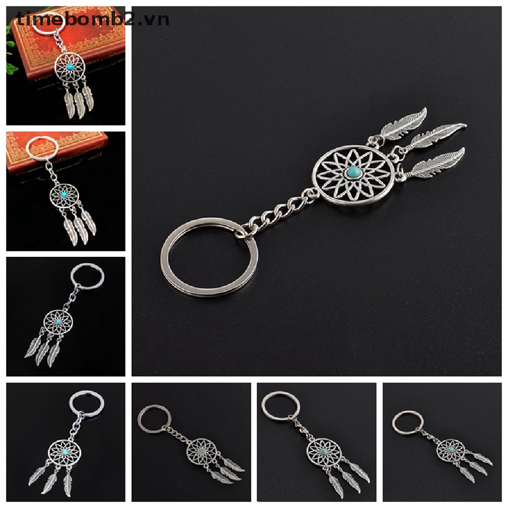 {Thời Trang Mới} Móc Khóa Kim Loại Hình Lưới Giấc Mơ Lông Vũ Tua Rua.