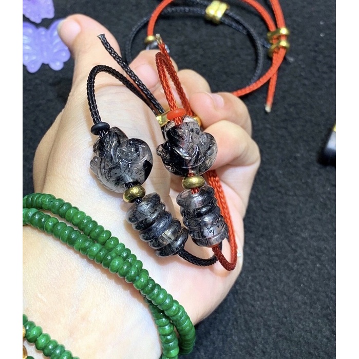 Vòng đeo tay dây cáp Hồ Ly ôm hoa đá TA tóc đen