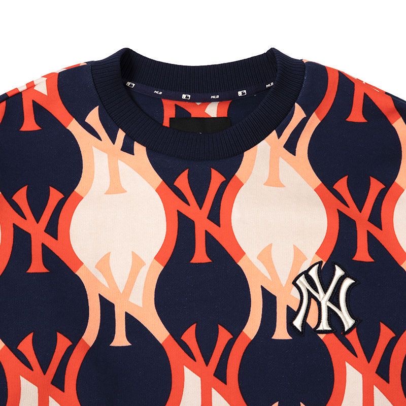 Áo Sweater Thể Thao Vải Cotton Màu Gradient Thêu Logo MLB NY Thời Trang Cho Nam Và Nữ