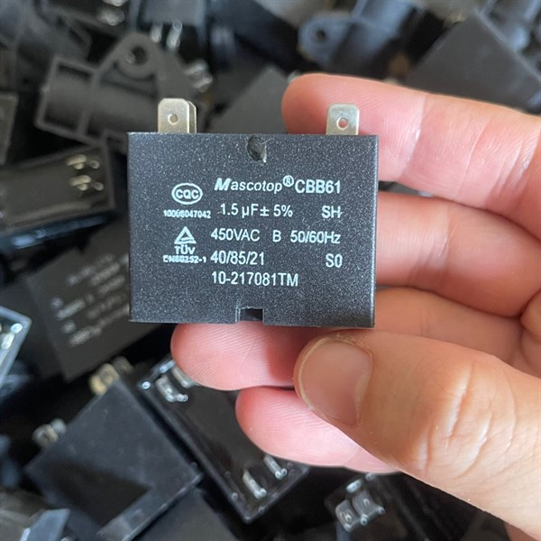 Túi 10 tụ Quạt Dàn Nóng CBB61 4 Chân Jack Cắm 1.5uf 450V MASCOTOP