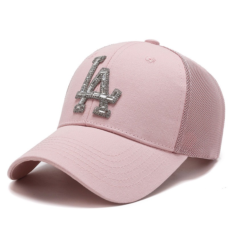 Mũ lưỡi trai nam nữ cao cấp nón kết nữ đẹp thêu chữ L.A và N.Y màu trắng đen hồng phối lưới dày dặn cứng cáp