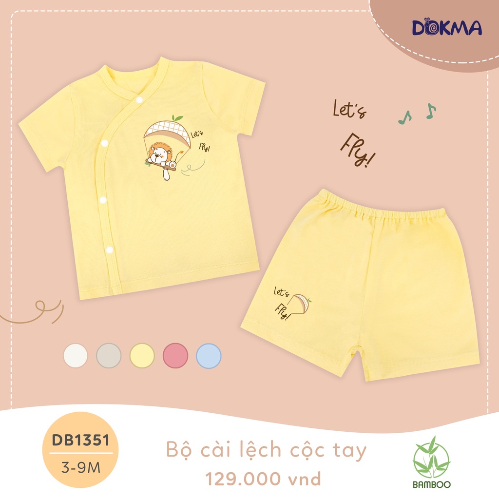 [DB1351] Bộ cộc cài lệch sơ sinh Dokma (1-9M)