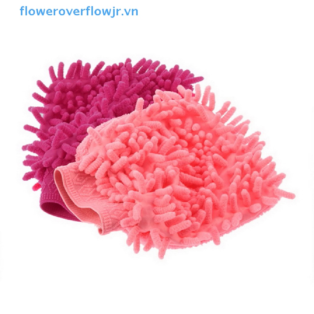 Găng Tay Rửa Xe Bằng Sợi Microfiber Chenille Mềm Mại Siêu Mịn 2 Trong 1 Không Trầy Xước