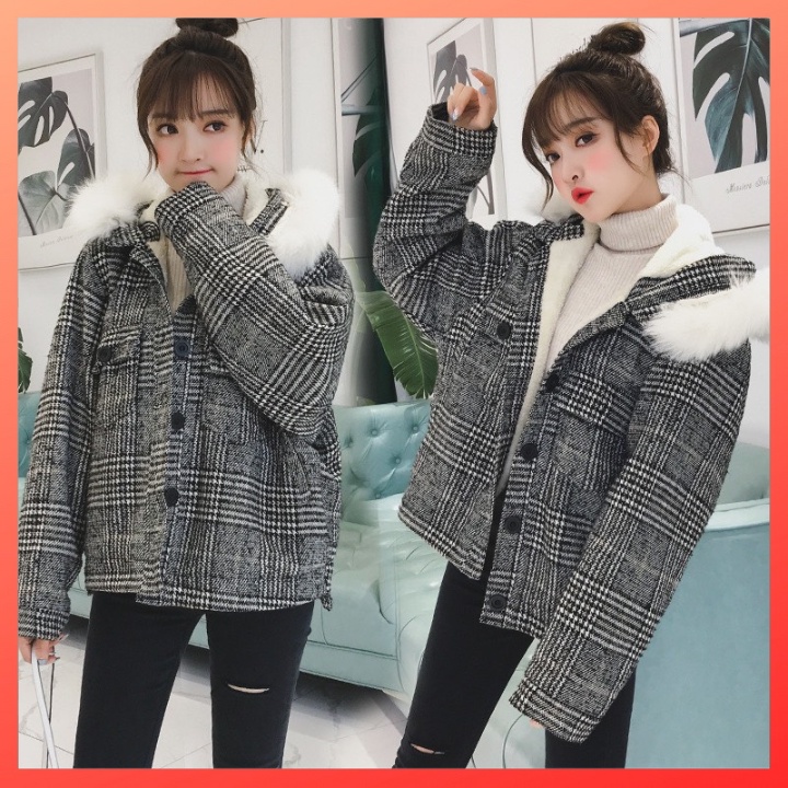 Áo Khoác Lót Lông - Áo Dạ 2 Lớp lót lông cừu toàn thân có mũ dày dặn, From rộng đẹp, chất dạ caro quảng châu sịn