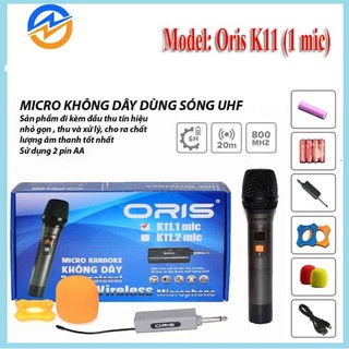 Micro không dây oris k11 bộ 1 micro cực hút,chống hú tốt - hàng chính hãng