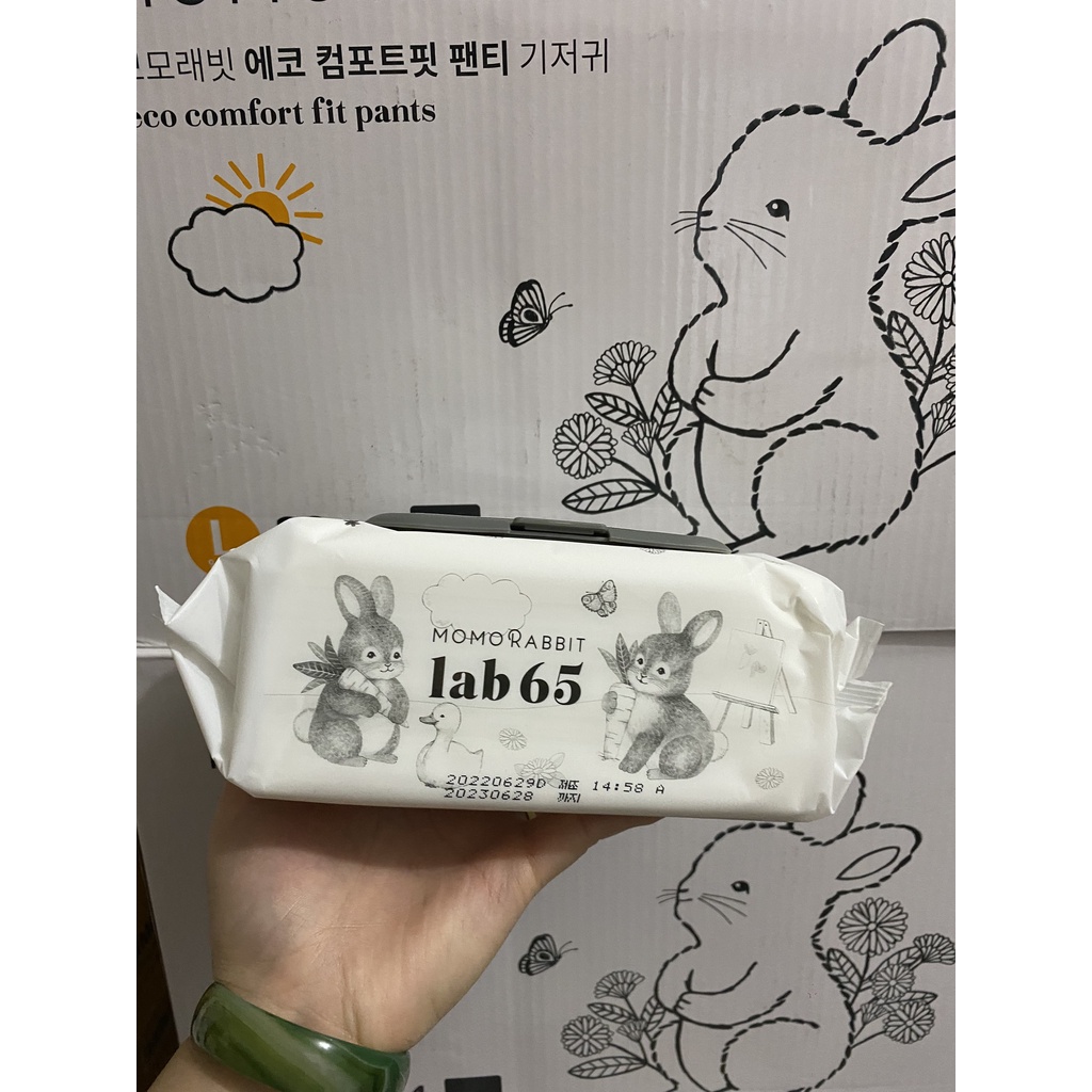 Khăn ướt cao cấp MomoRabit nội địa Hàn sợi khăn thiên nhiên gói 72 tờ