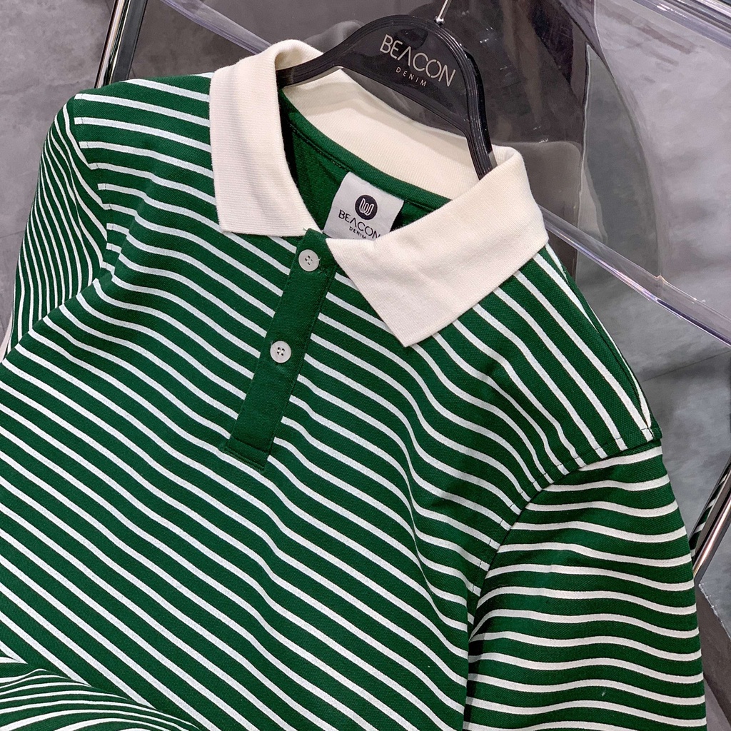 Áo Polo nam phối sọc ngang vải cotton poly nam tính, thanh lịch, sang trọng AOPL25 - BEACON DENIM
