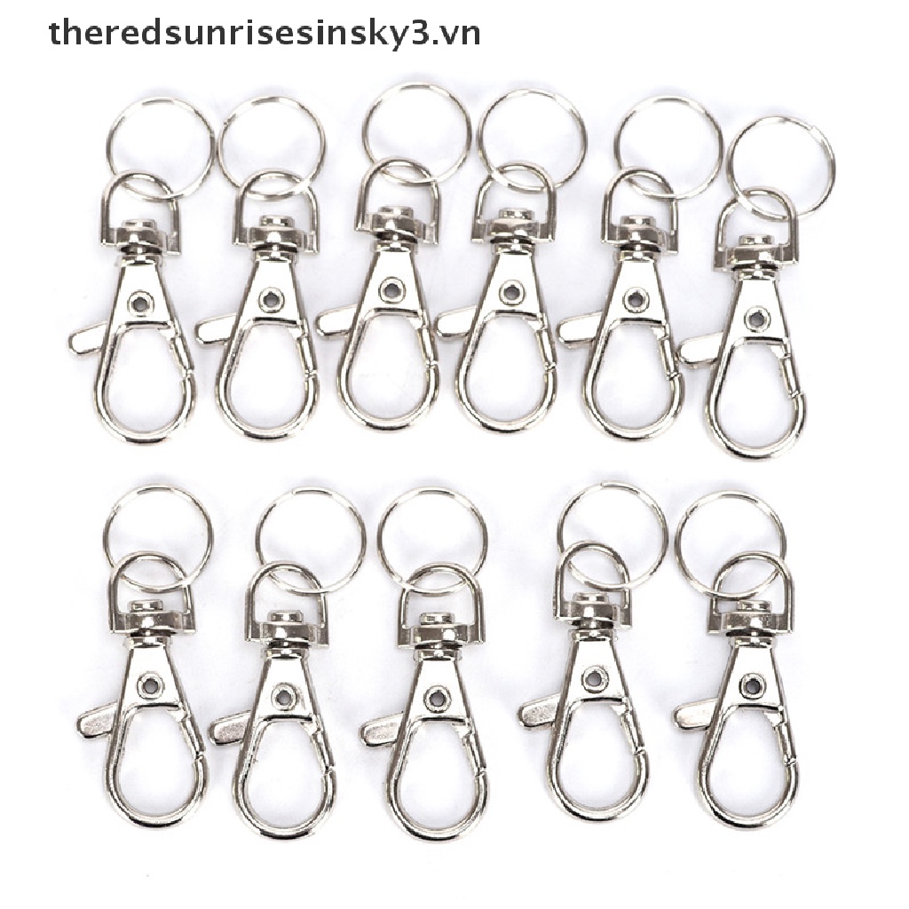 Set 10 Móc Khóa Có Kẹp Màu Bạc Tiện Dụng