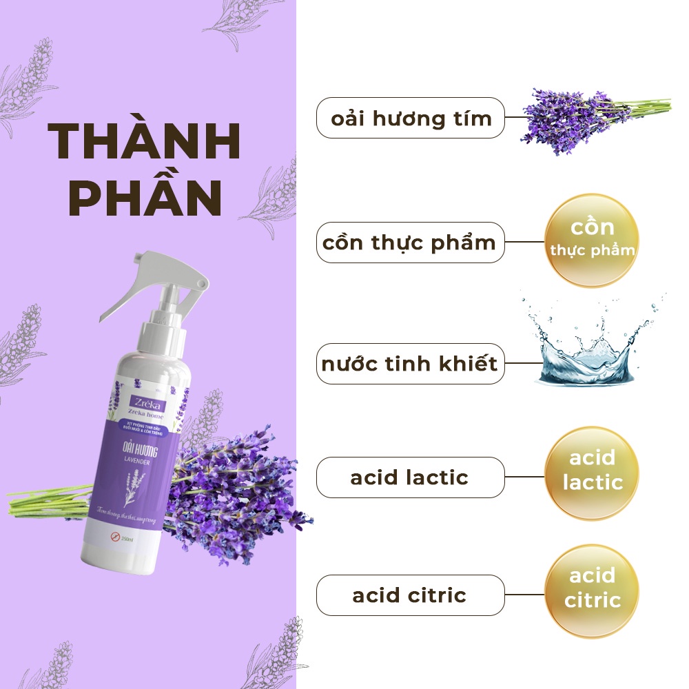 Bình Xịt Tinh Dầu ZREKA Thơm Phòng Xua Đuổi Muỗi Và Côn Trùng , Chiết Xuất Thảo Mộc An Toàn Sức Khỏe Gia Đình