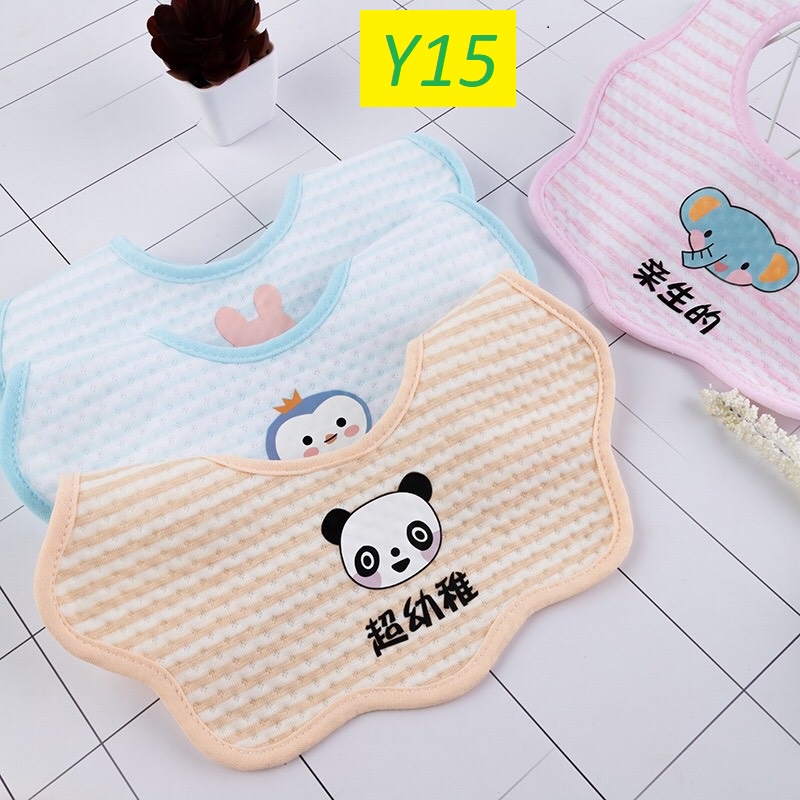 Yếm tròn xoay yếm dãi 360 có chống thấm dành cho bé chất liệu cotton mềm mịn thấm hút tốt nhiều màu sắc đáng yêu