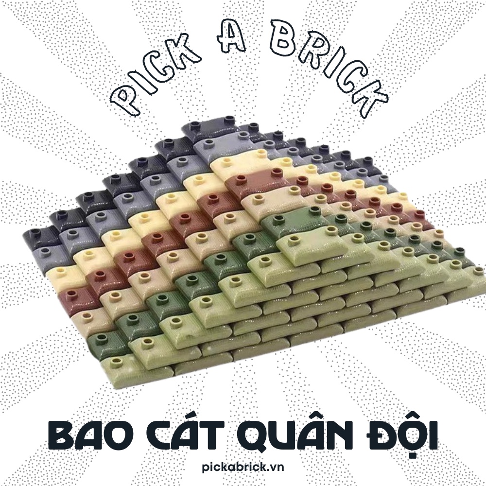 Combo 10 BAO CÁT quân sự làm lô cốt căn cứ - Đồ chơi lắp ráp mô hình phụ kiện nonlego lính gạch MOC Army minifigures