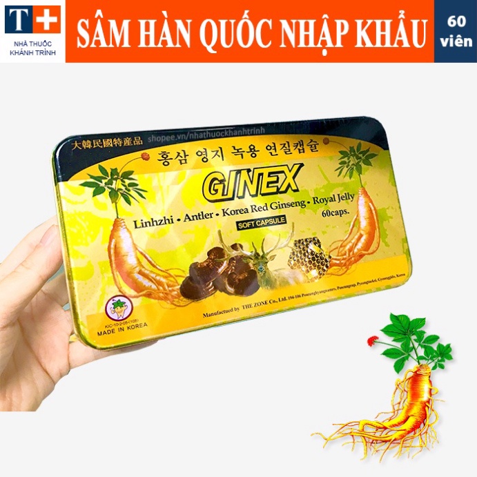 (Hộp thiếc 60 viên) Sâm linh chi HÀN QUỐC GINEX chính hãng