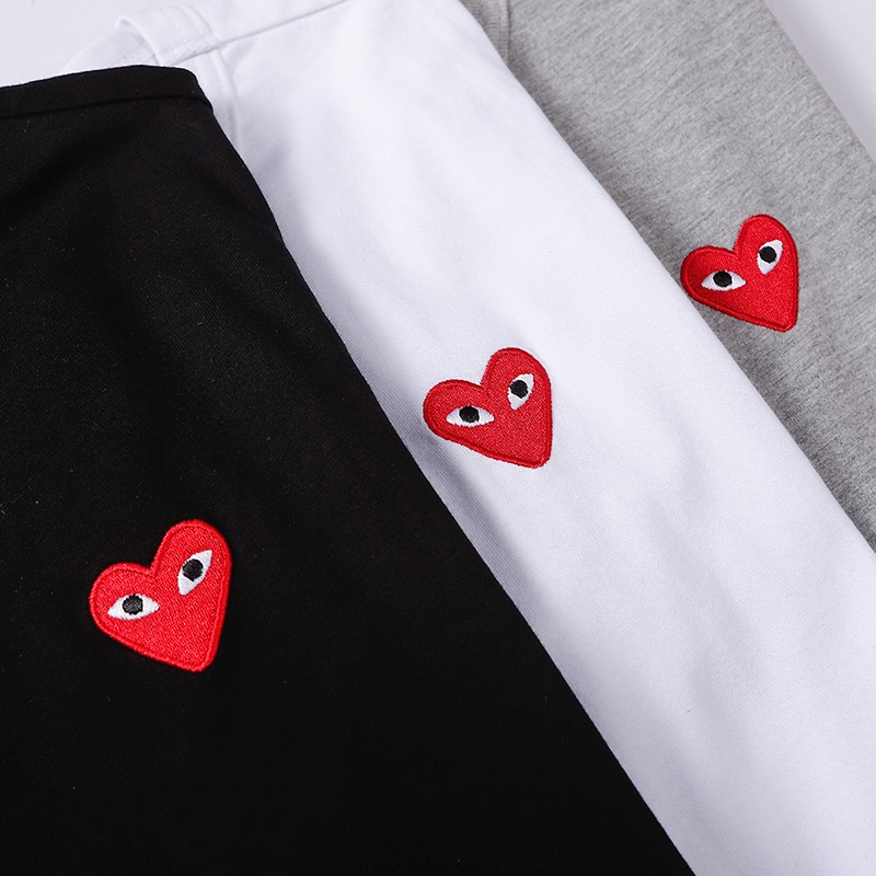 Áo Thun Tay Ngắn Chất Liệu Cotton Thêu Họa Tiết Trái Tim Thời Trang Cho Nam Và Nữ