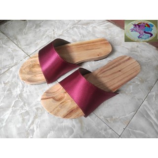 Guốc gỗ guốc mộc cao 5 phân quai lụa đủ màu