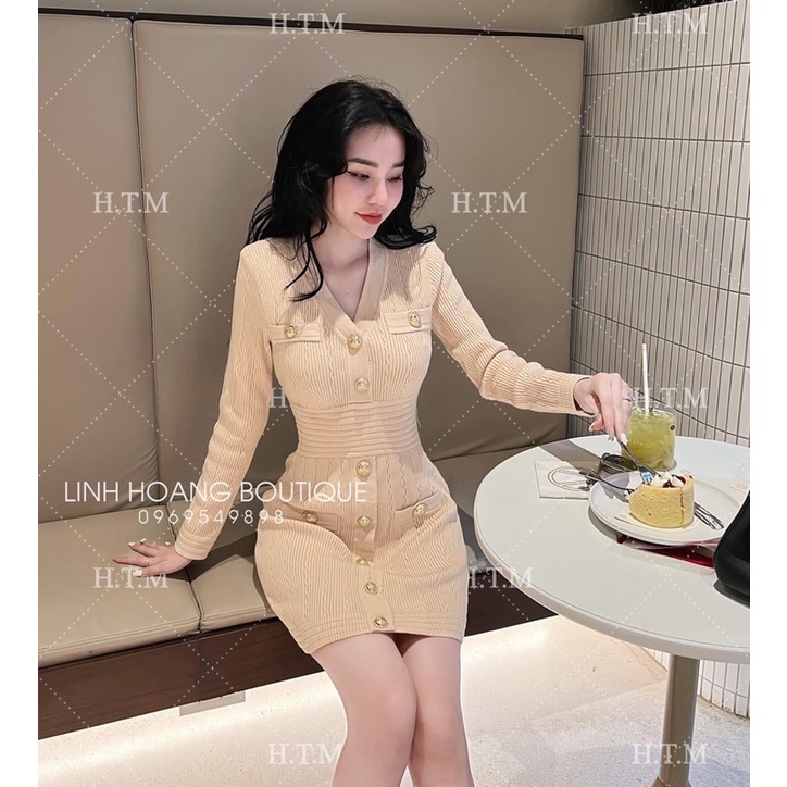 Váy Len Bal.main body đính cúc siêu hot