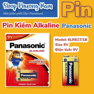 Pin Kiềm 9V Akaline Panasonic cho đồng hồ,đồ chơi,máy huyết áp,máy tính (6LR61T/1B), xuất xứ Thái Lan