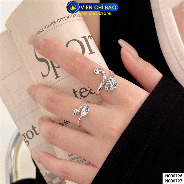 Nhẫn khổng tước cách điệu chất liệu bạc Thái 925 thời trang phụ kiện trang sức Viễn Chí Bảo N000796