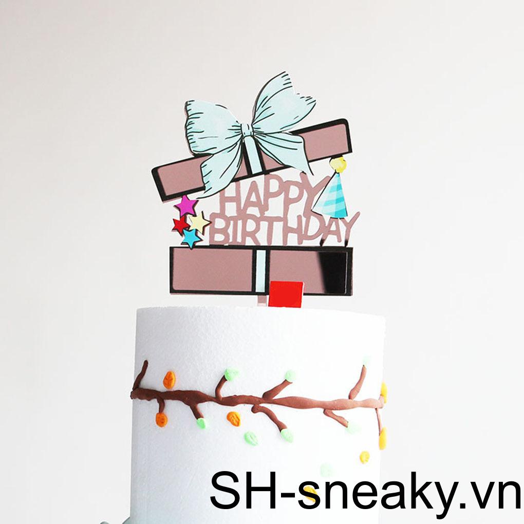 Que Cắm Trang Trí Bánh Sinh Nhật Hình Nơ Hoa Hồng Bằng Acrylic Màu Vàng Mới